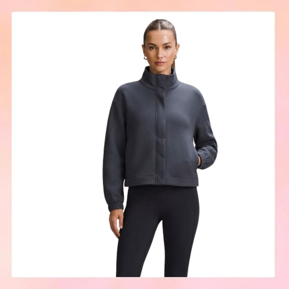 AVIA Dark Gray Charcoal Full Zip Mock Neck Activewear Jacket Size XS 0-2